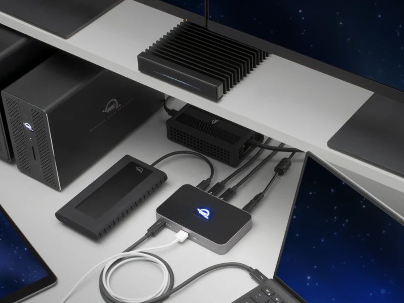 The OWC Thunderbolt Hub offers three Thunderbolt 4 ports and a USB