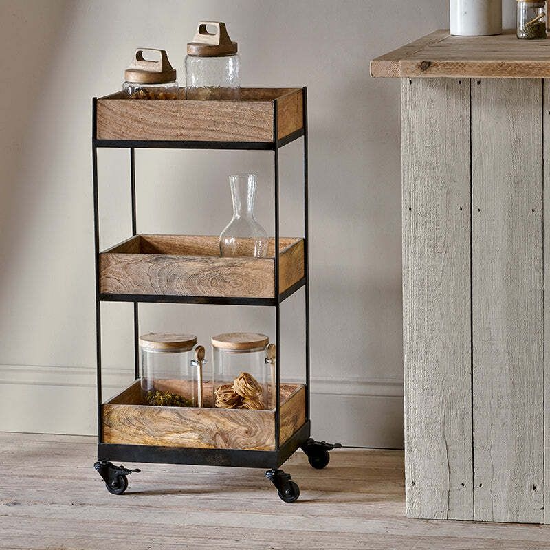 Soma Mango Wood Storage Trolley - One Size / Natural