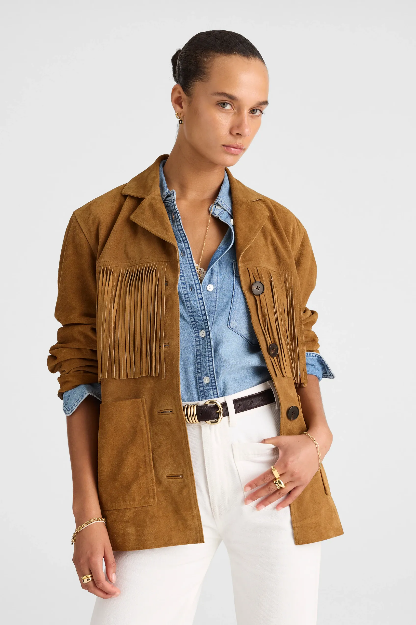 Fringe Shirt-Jacket in Suede