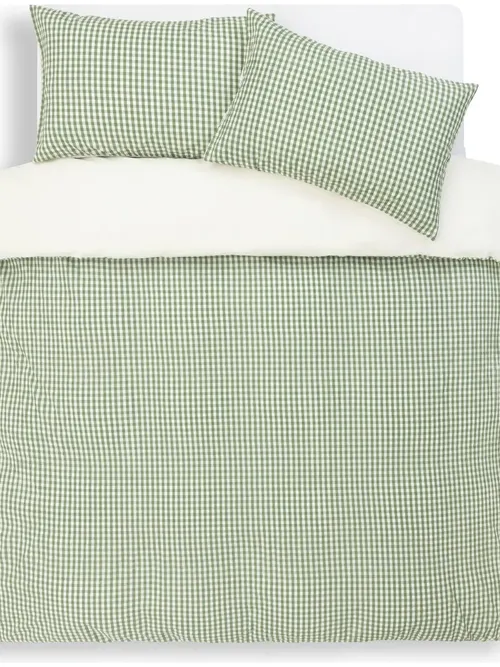 Habitat Seersucker Gingham Woven Green Bedding Set- Double