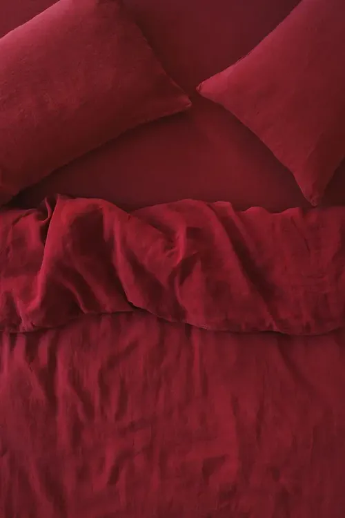 Rhubarb Linen Blend Duvet Cover