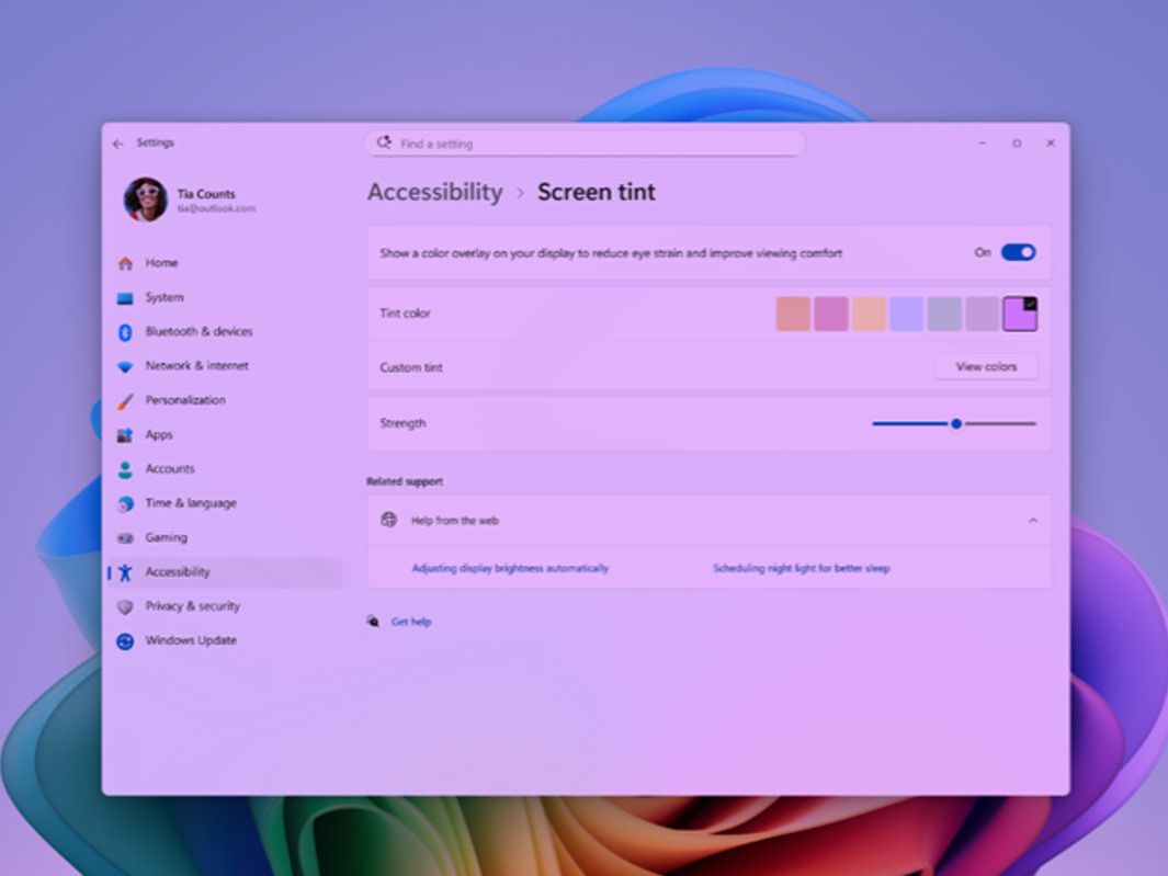 Windows 11 tests new accessibility upgrades including screen tint
