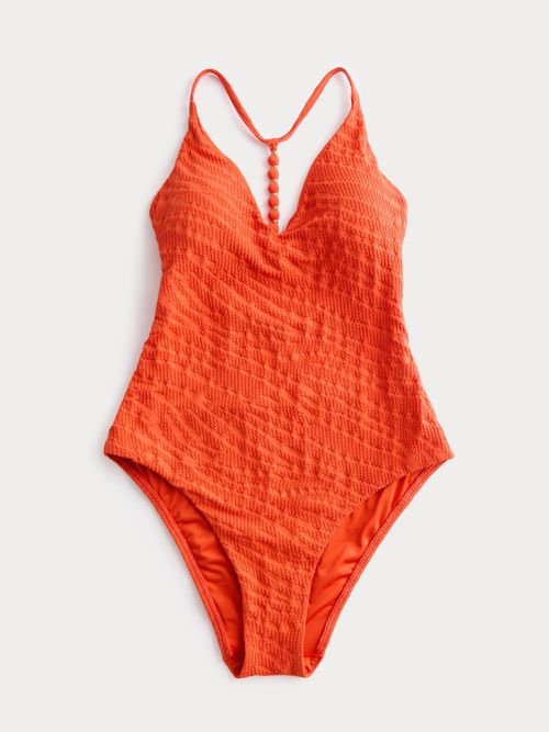 Textured Padded Back Detail Swimsuit