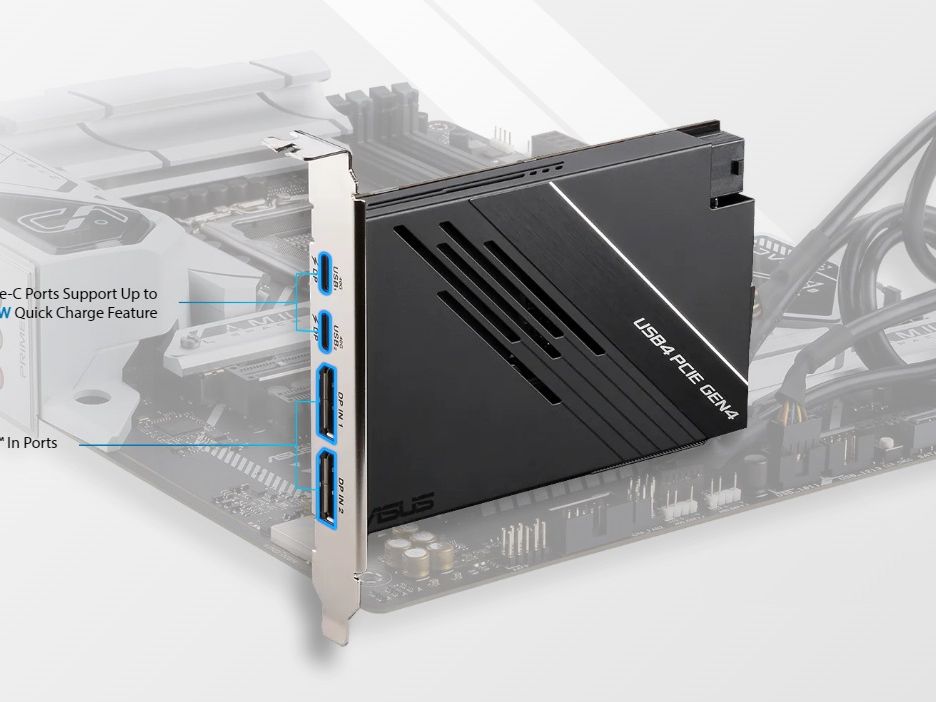 Asus' PCIe 4.0 x4 add-in card has two USB4 Type-C ports, each with