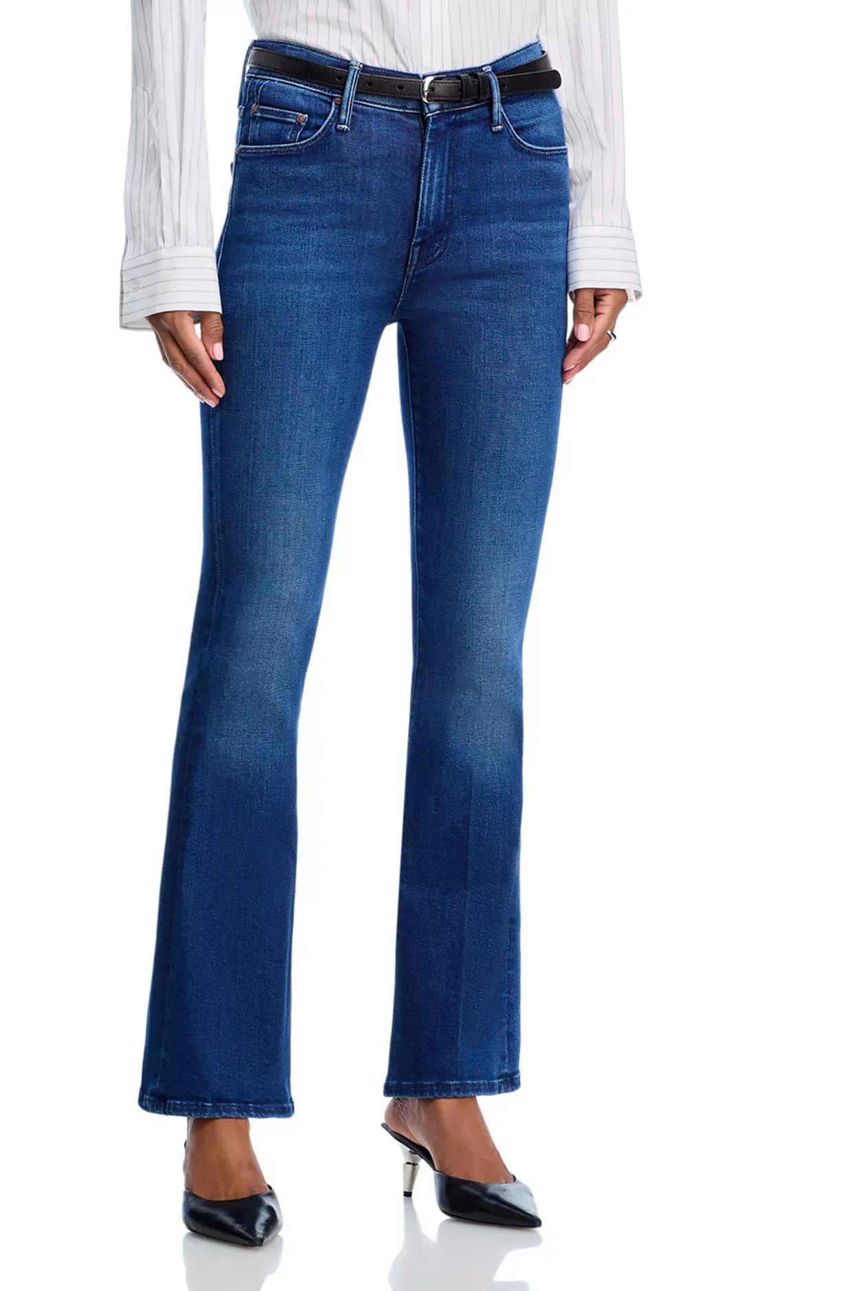 The Weekender Mid Rise Flared Jeans in Nip It in the Butt