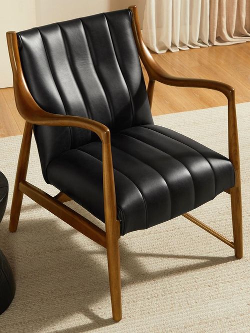 Genuine Leather Upholstered Accent Armchair