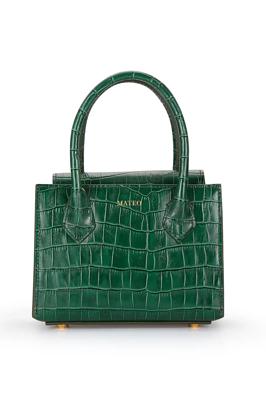 MATEO, Emerald Croc Diana Bag