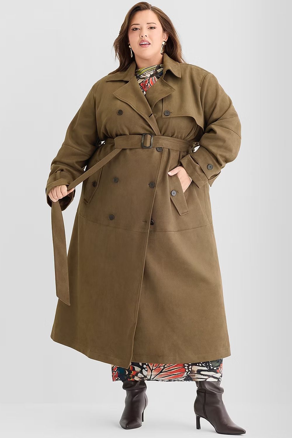 ashley graham for JCPenney suede trench