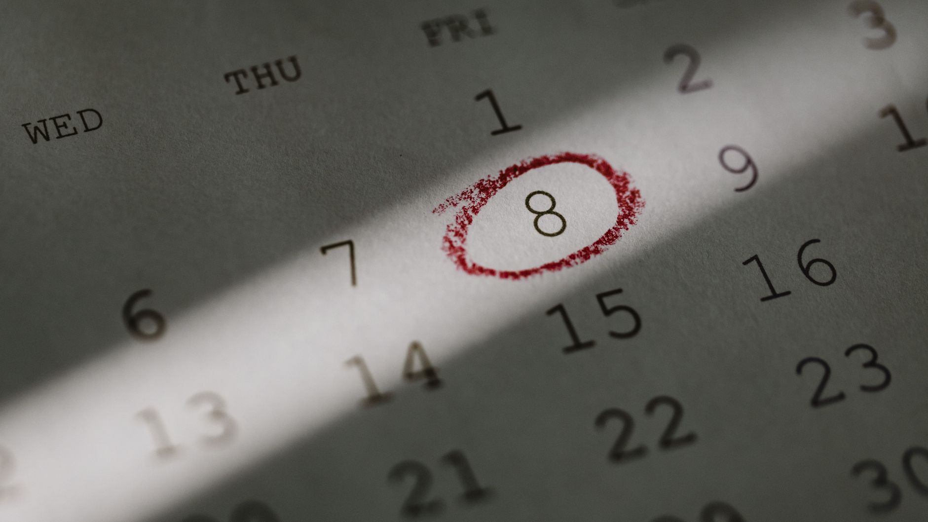 Red circle marking on a calendar