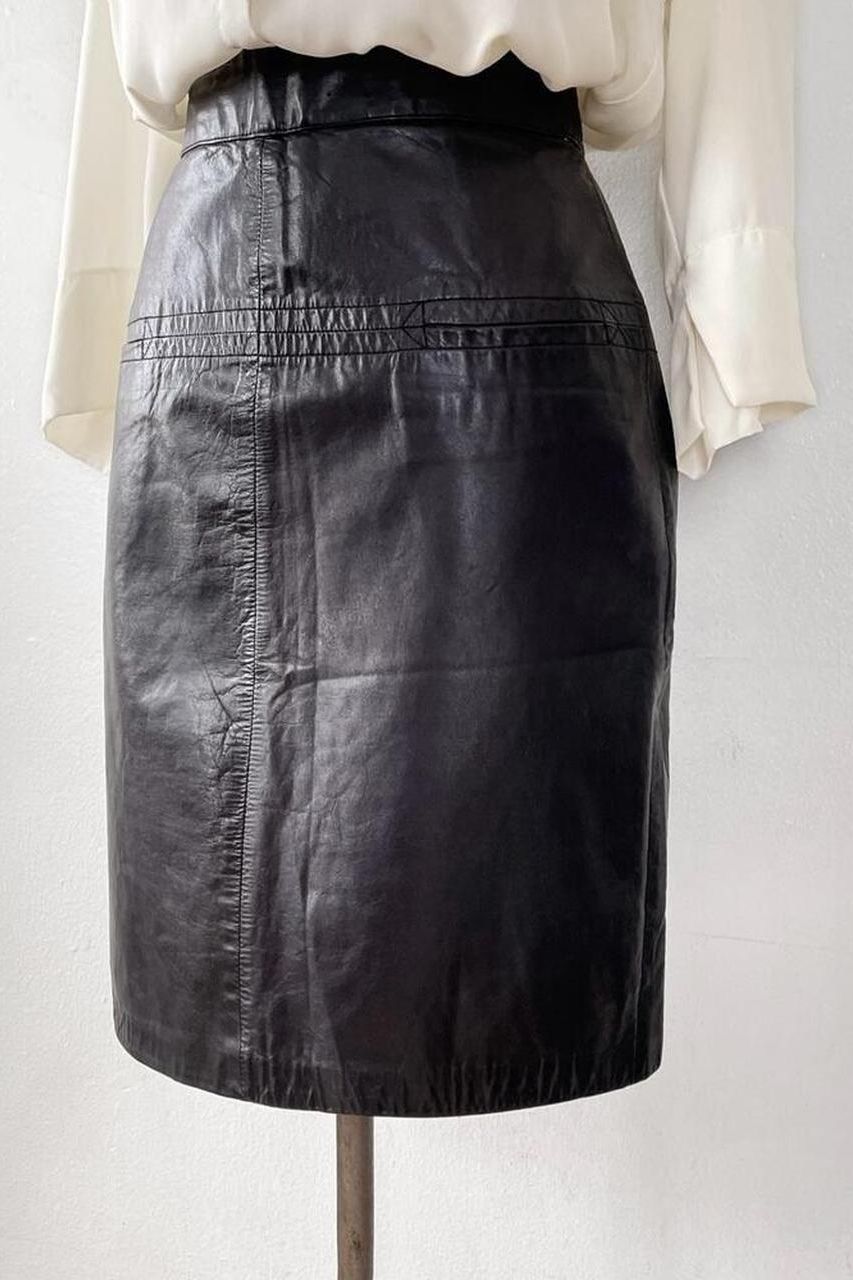 Pia Rucci, Black Genuine Leather Bodycon Skirt