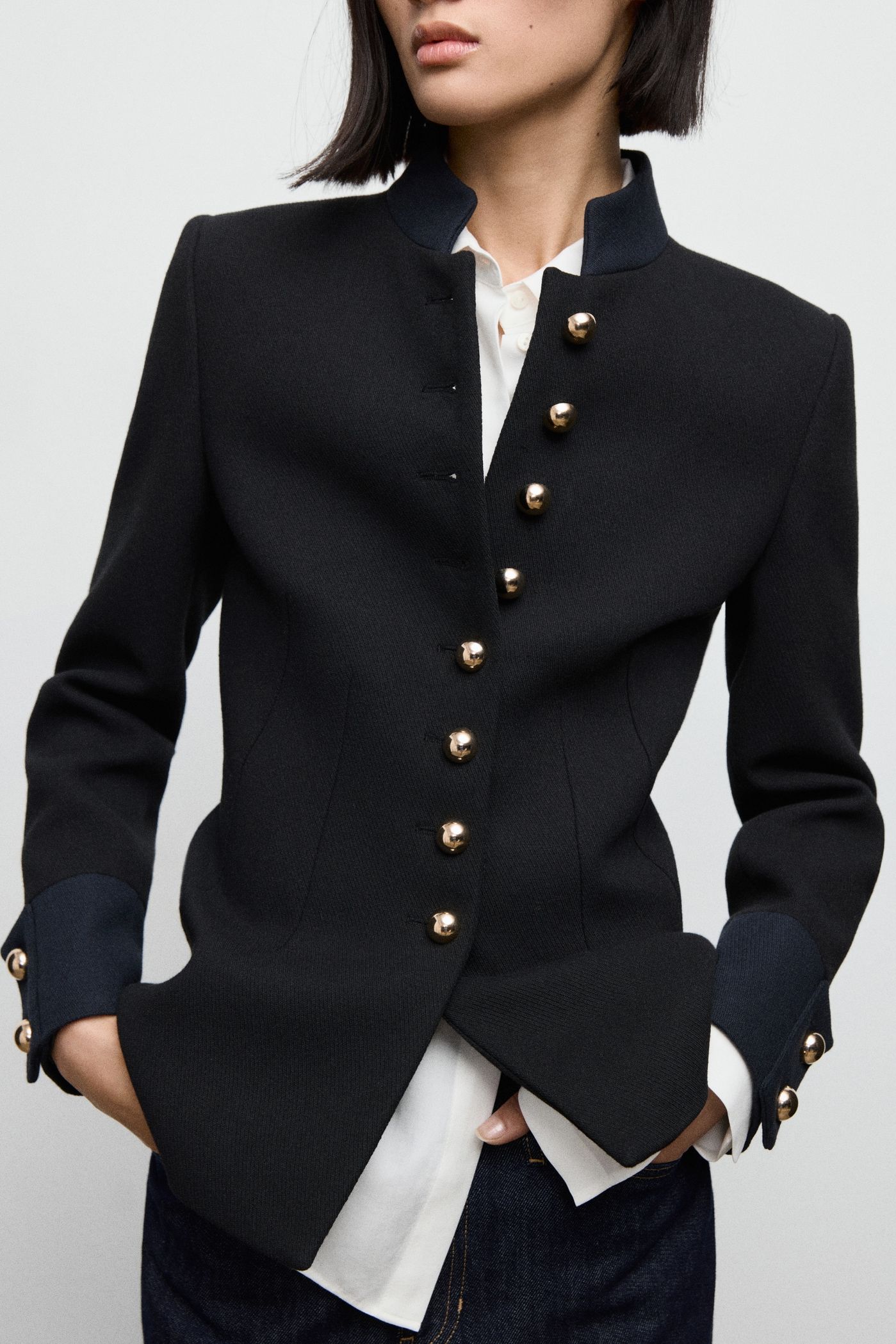 Fitted Jacket With Band Collar - Women | Mango Usa