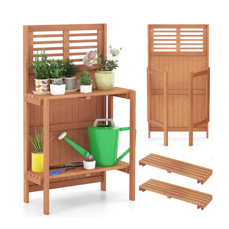 Folding Wooden Potting Bench Screen