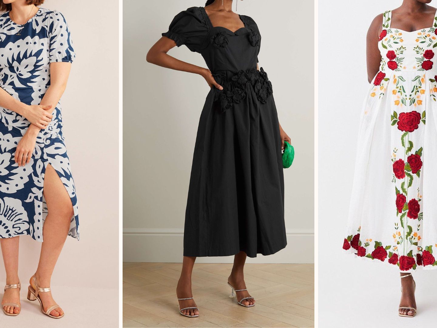 knee length dresses for ladies Feeling Your Best Light Blue Floral Midi Dress – Shop the Mint