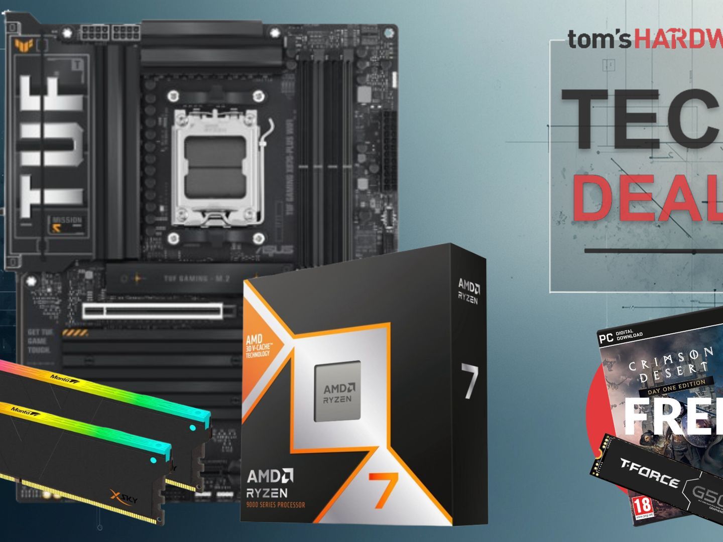 Get the 9800X3D CPU, Asus TUF gaming X870, and 32GB of DDR5 RAM