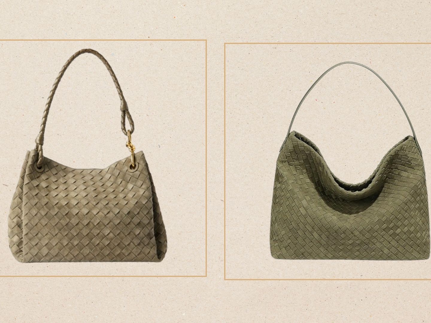 This bag emulates Bottega Veneta's Intrecciato look for less