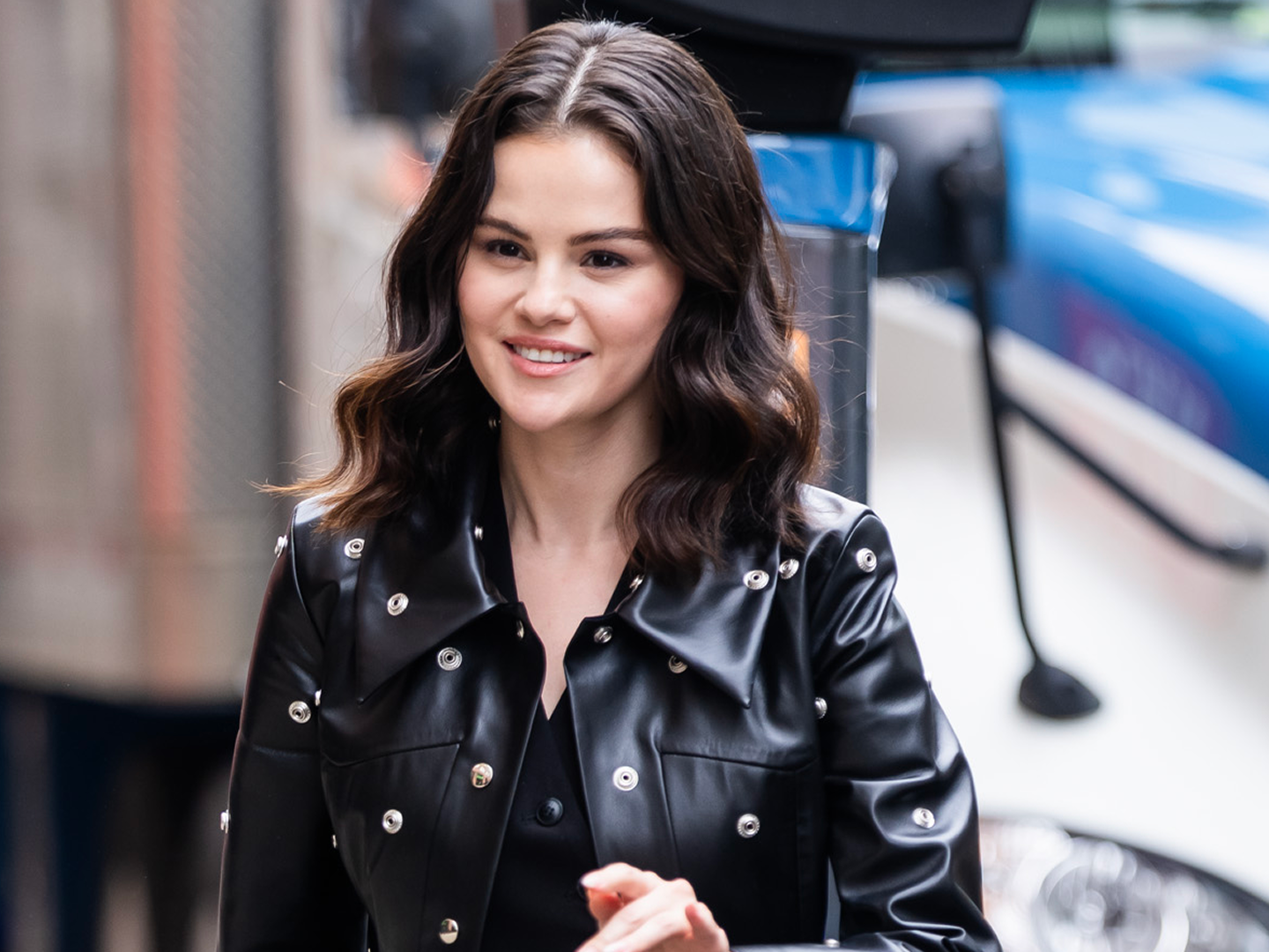 selena gomez leather dress Selena Gomez attends Louis Vuitton Series 3 VIP Launch