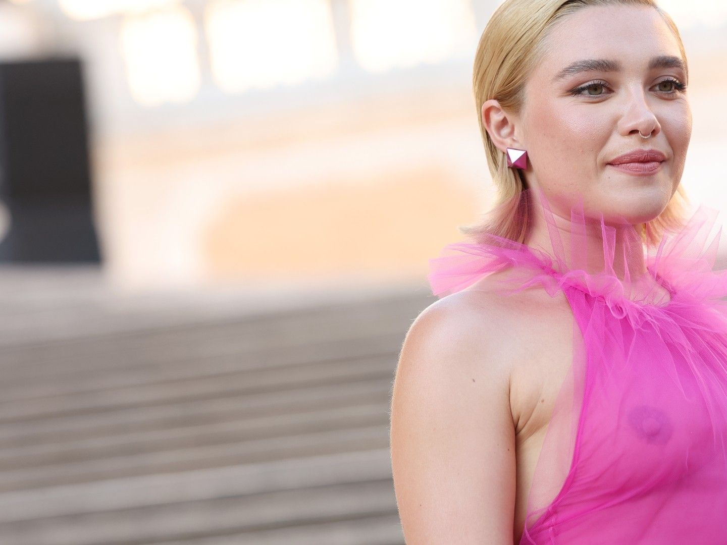 florence pugh pink see through dress Florence Pugh slams backlash over sheer pink gown: 'Technically they're covered?'