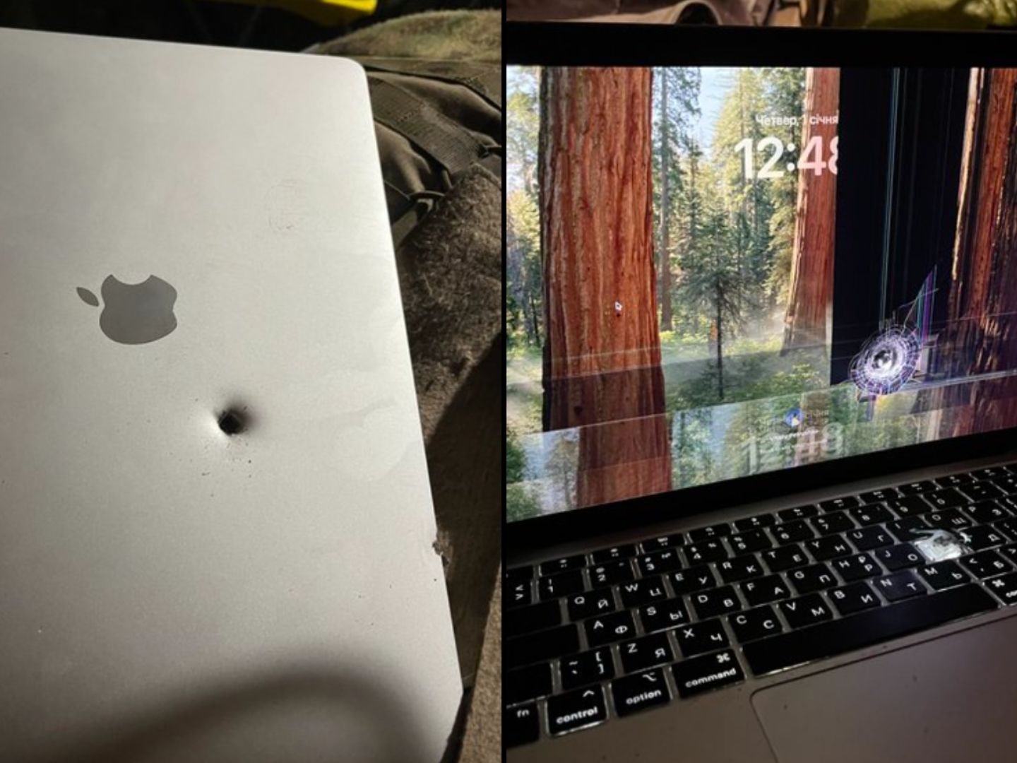 Ukrainian soldier's M1 MacBook Air takes direct shrapnel hit