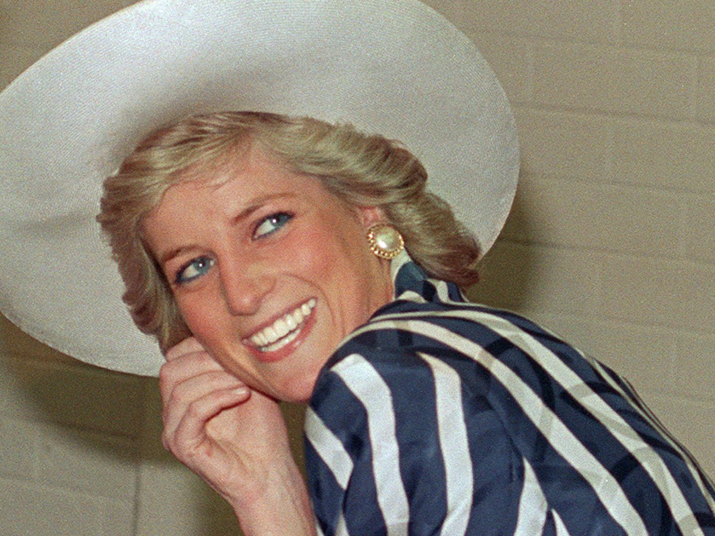 princess diana halter dress Princess Diana's sparkling blue halter dress is the perfect wedding guest outfit