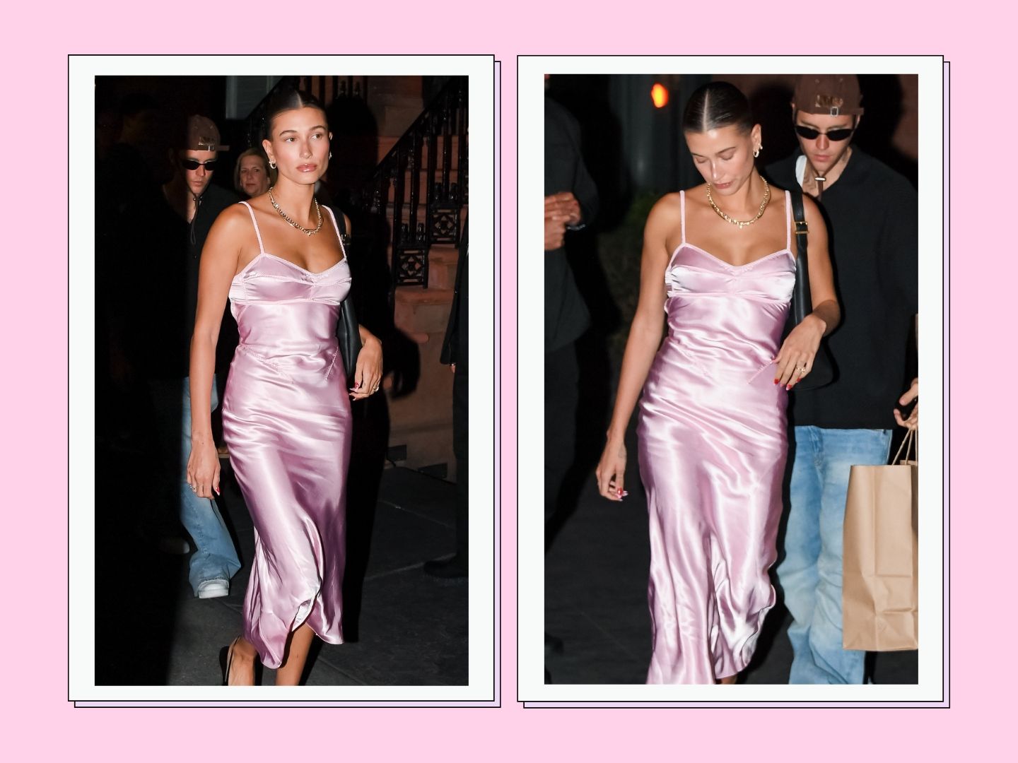 Hailey Bieber's pink slip dress fit is a vibeshop it here | My Imperfect  Life