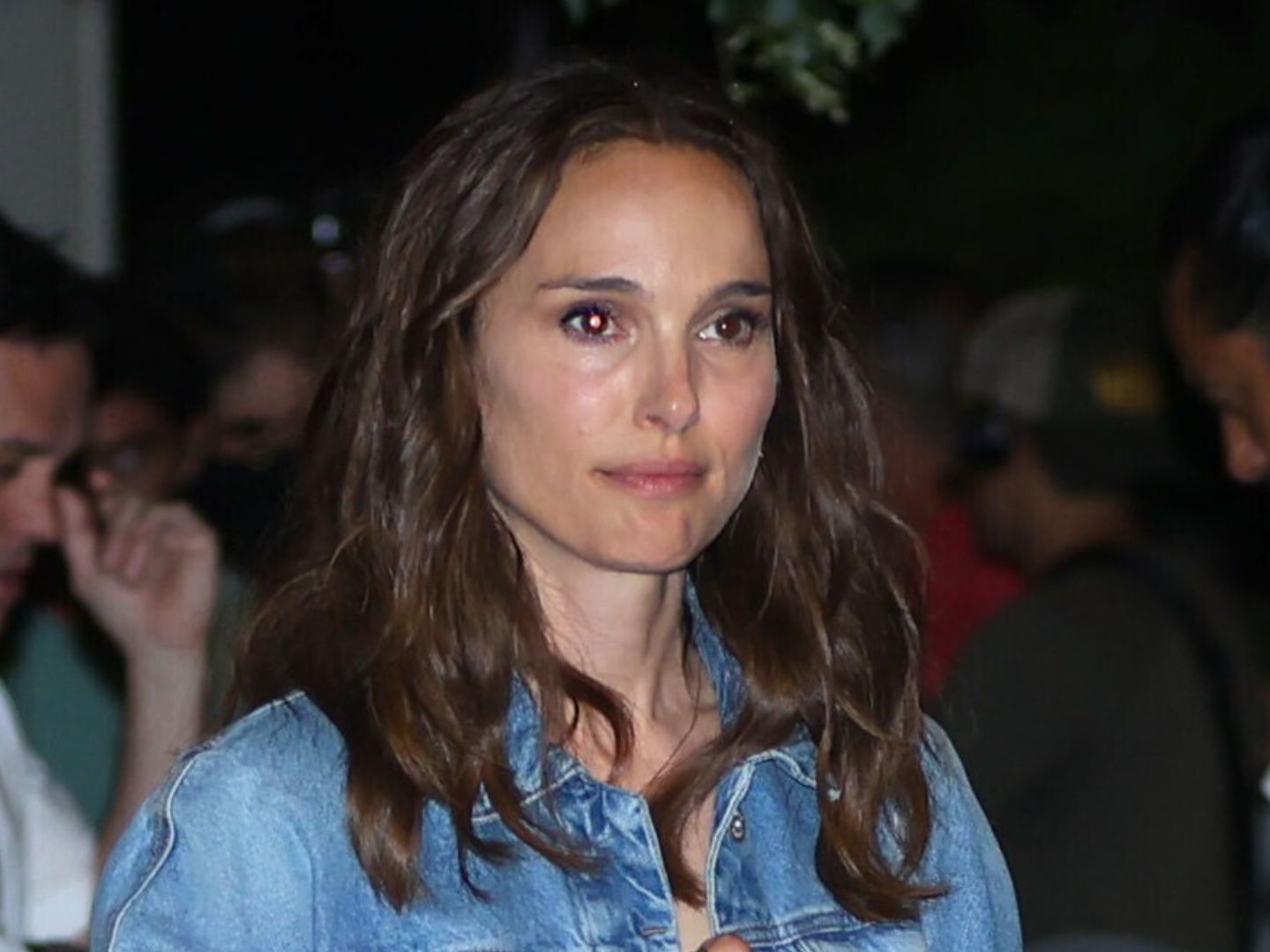 Natalie Portman combines a chic denim jacket and a silk floral dress |  Woman & Home