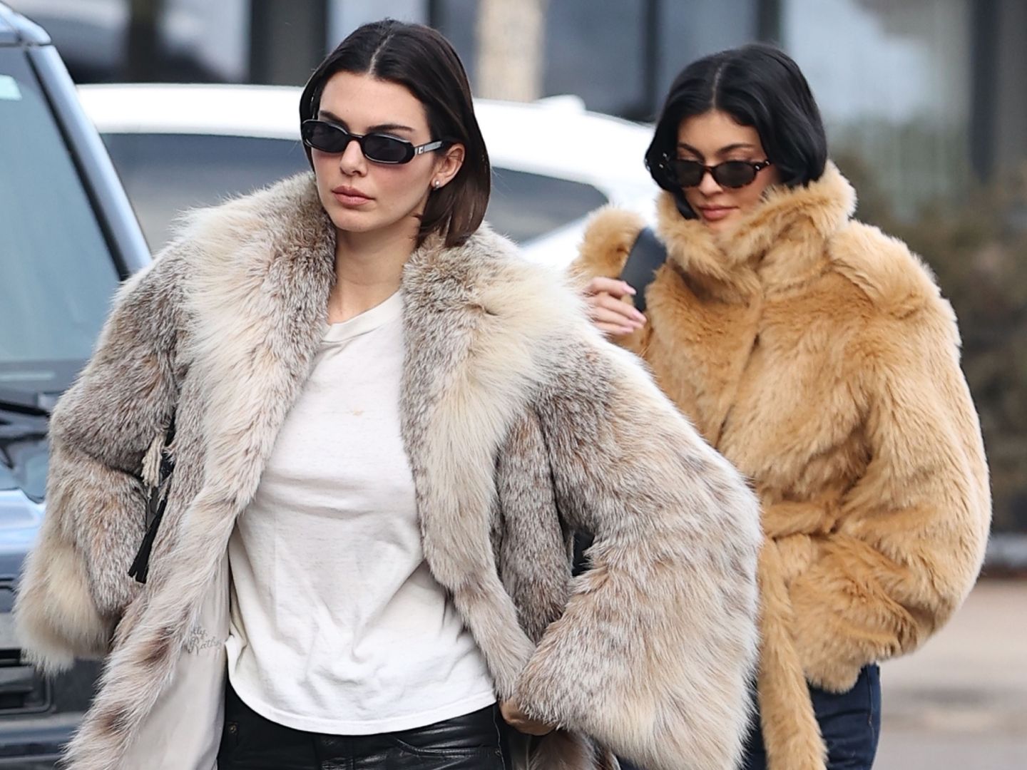 Kendall Jenner and Kylie Jenner Bundled Up in Matching Fur Coats