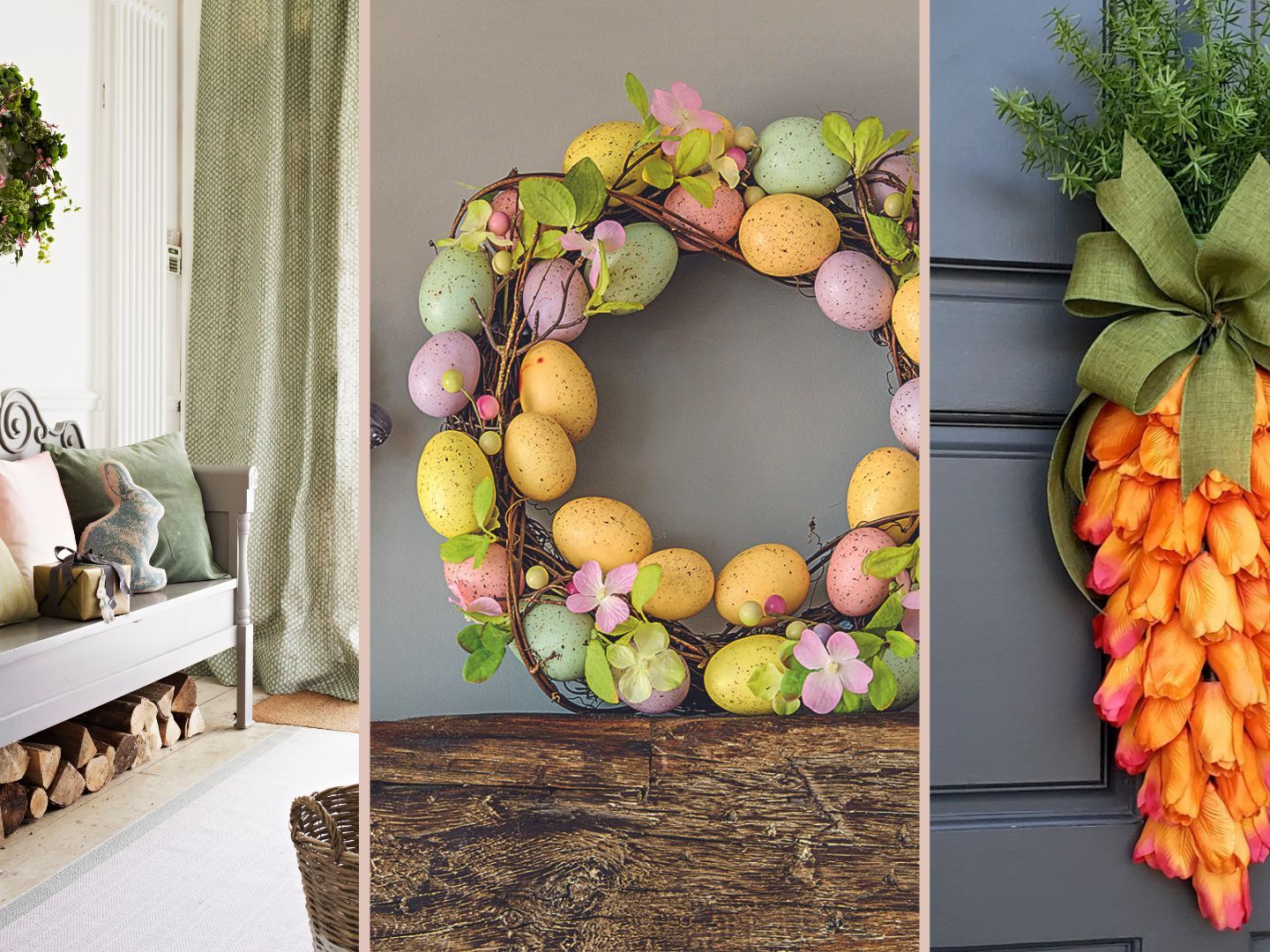Pastel Spring Wreath 18 Inch Pastel Easter Wreath With Colorful Eggs ...
