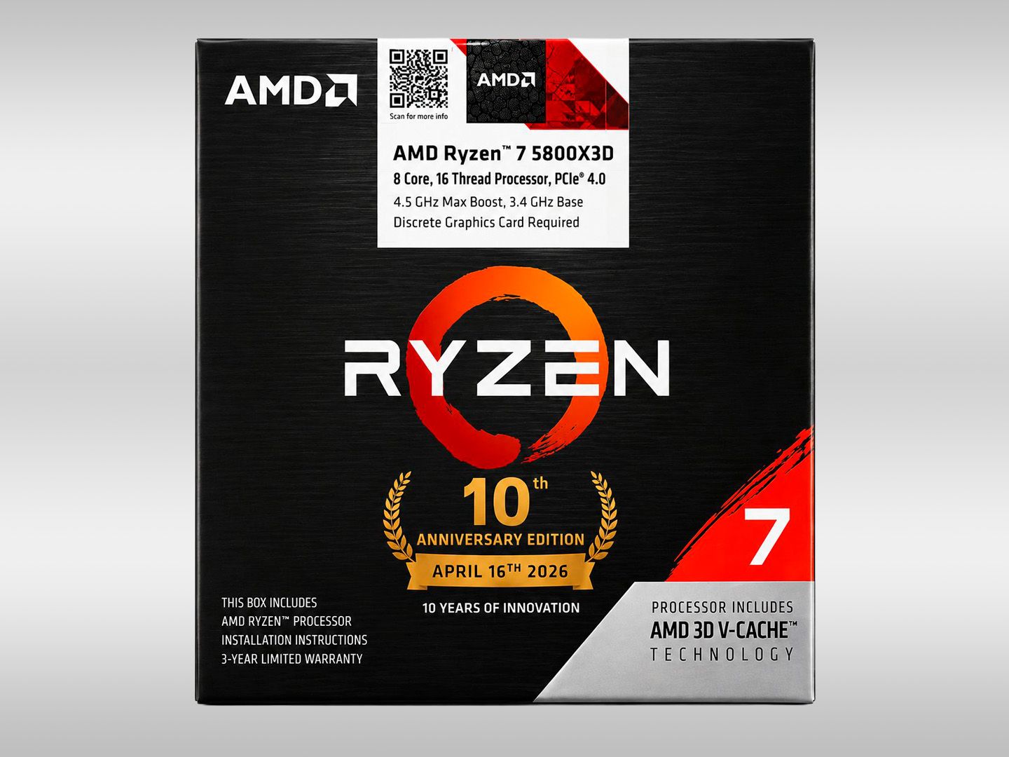 Ryzen 7 5800X3D AM4 10th Anniversary Edition surfaces online for