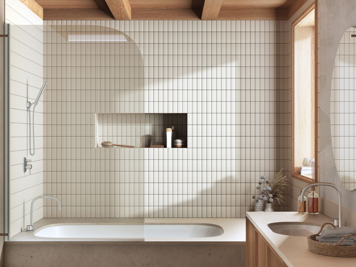 Zen Minimalist Bathroom In Chicago Uses Glass Block Walk a Shower, image size:1440x1080