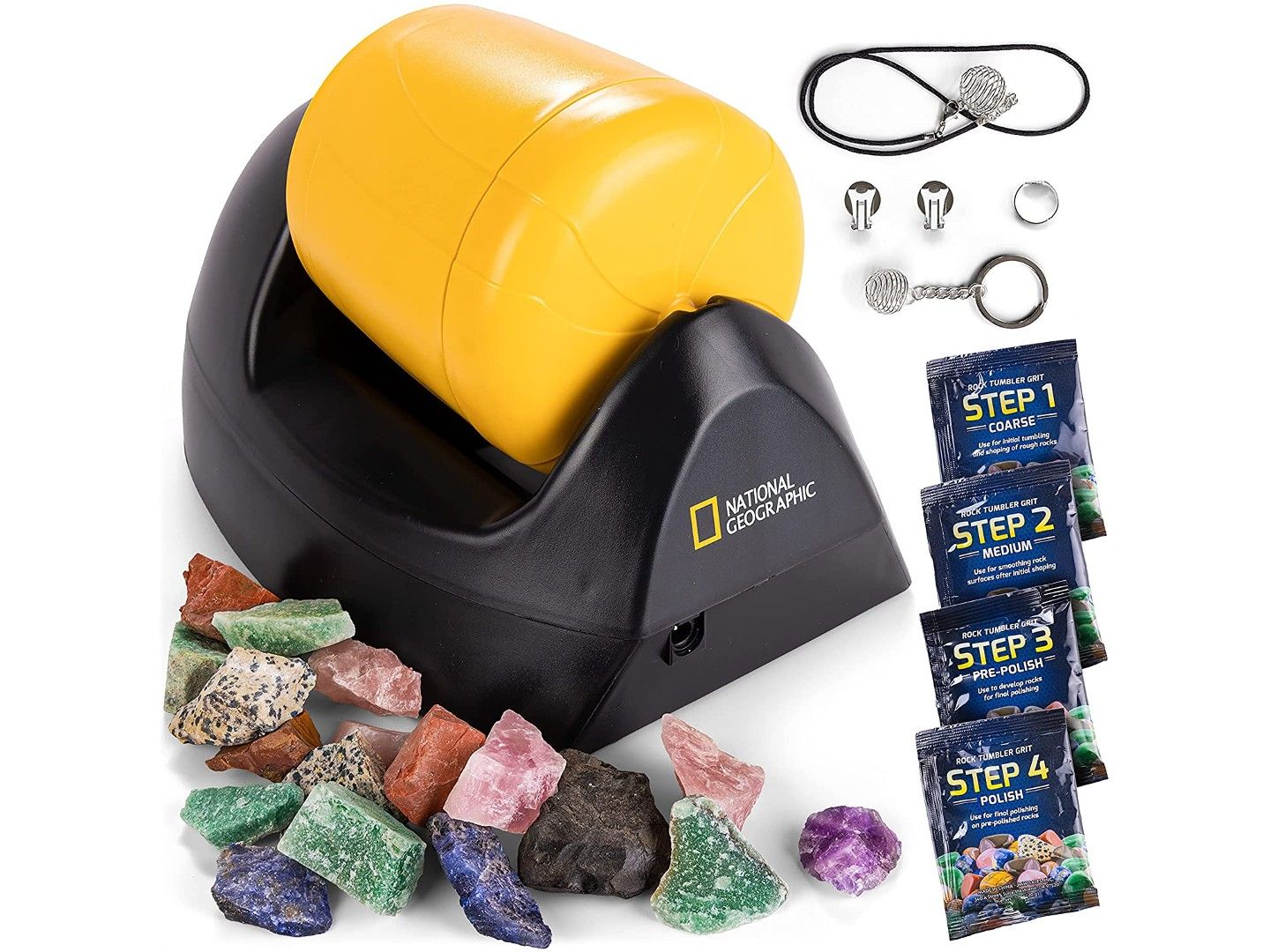 KomeStone K1 Pro Rock - Kit De Vaso Y Granos De Pulido Extra (4 Libras) Y Rocas Extra Y Rocas Adicionales