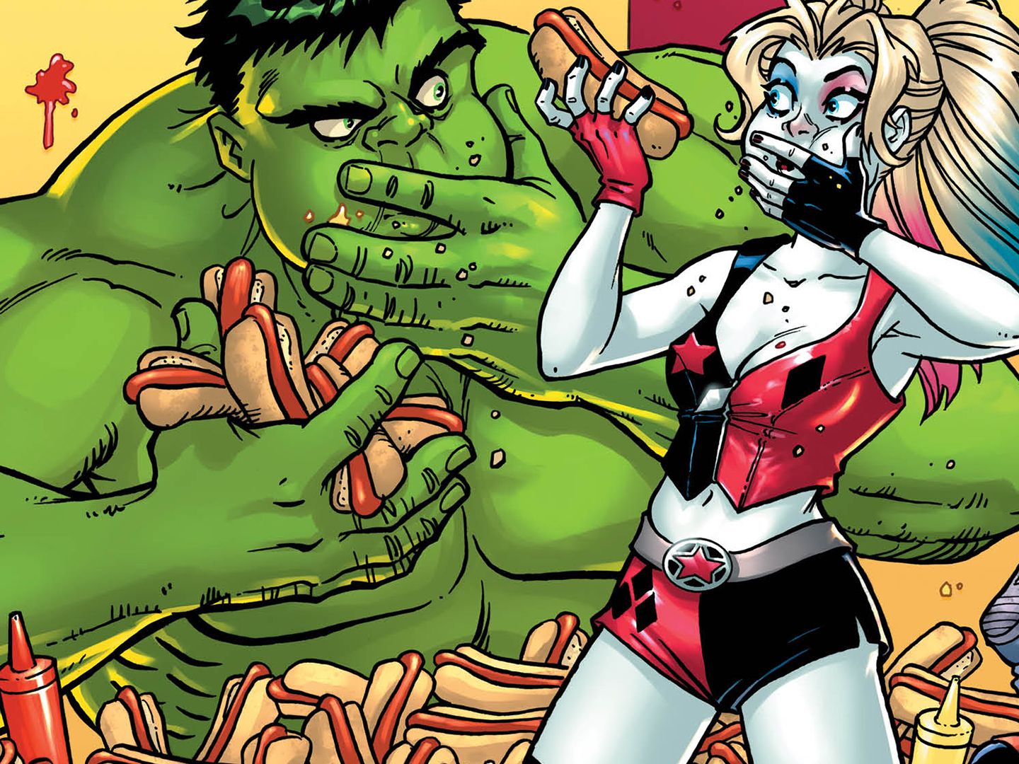 Harley Quinn has a hot dog eating 