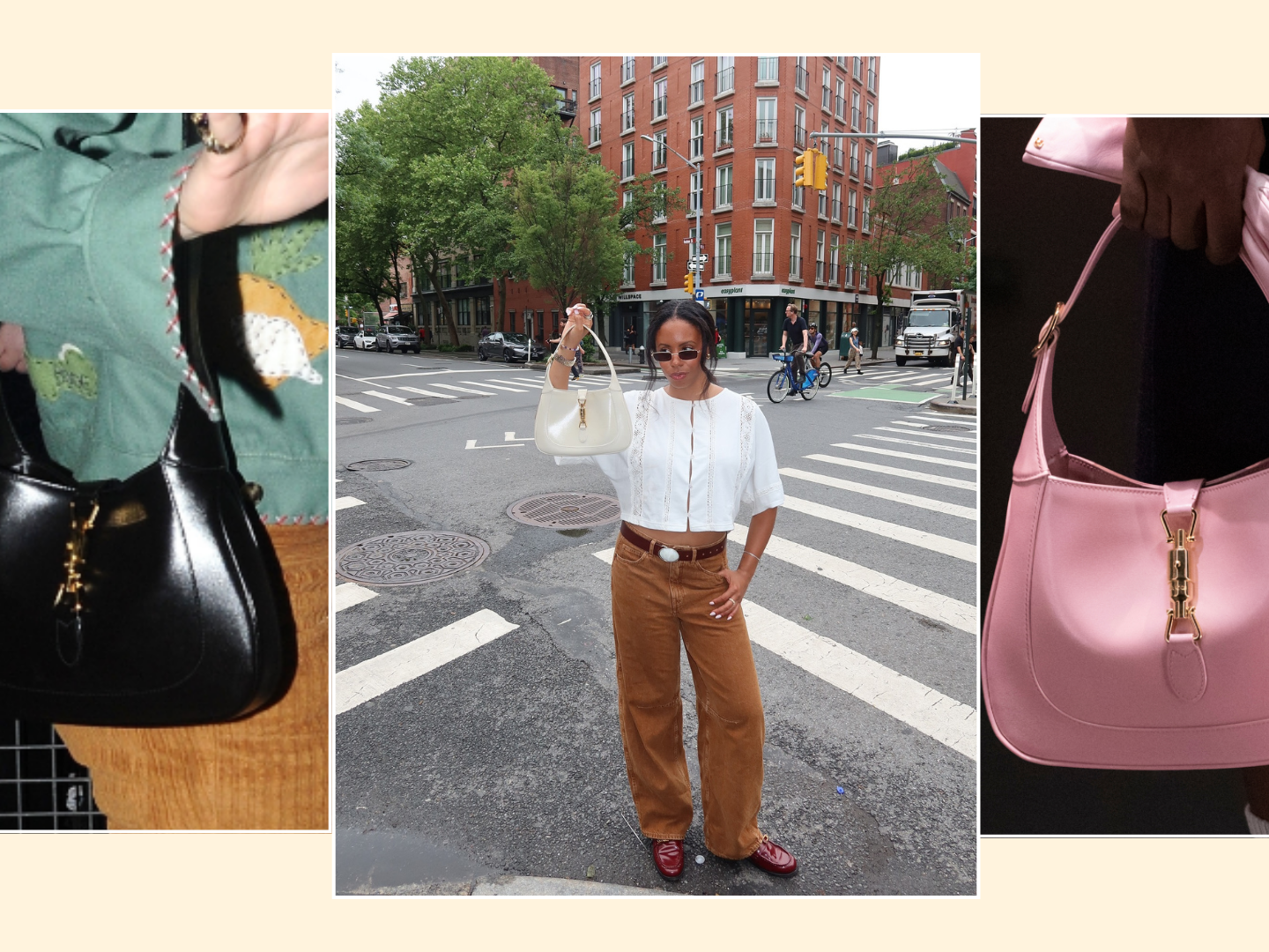 【関税込み】gucci JACKIE GRAND PRIX' MEDIUM HANDBAG Gucci Medium Jackie Tote Bag | Brown | FARFETCH