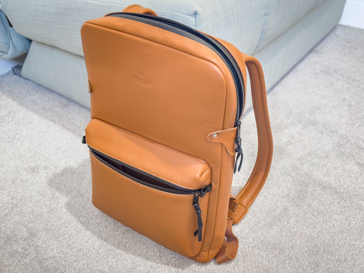M. LONDON Brown Leather Backpack Bag 3-Exterior Zip Compartments Shop Brown Genuine Leather Commuter Backpacks | Away: Built  main image 2