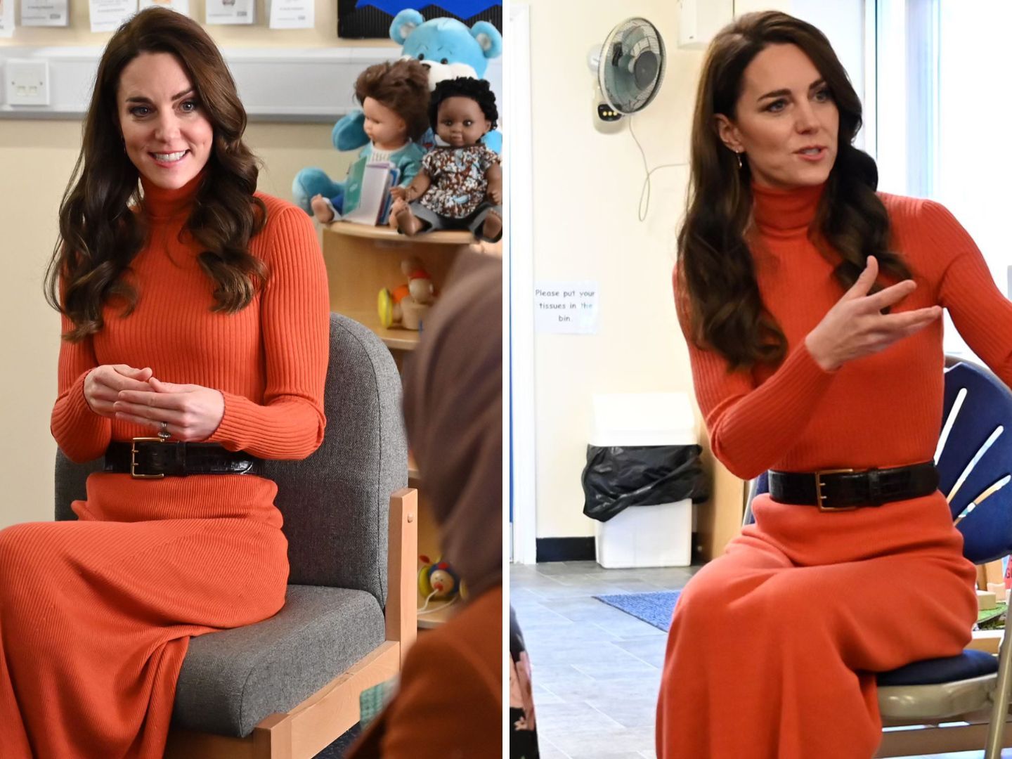 Kate Middleton's pumpkin-toned knitted two-piece was made for cosiness |  Woman & Home