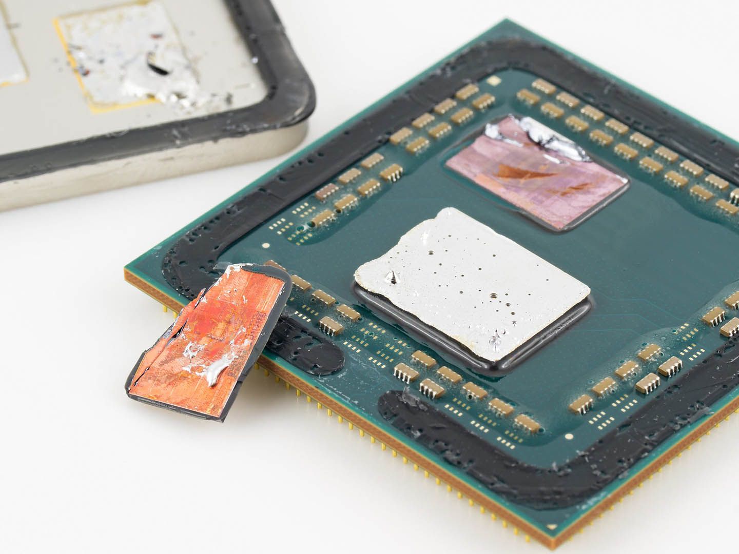 Here's an AMD Ryzen 5 5600X delidded and destroyed. You know, for