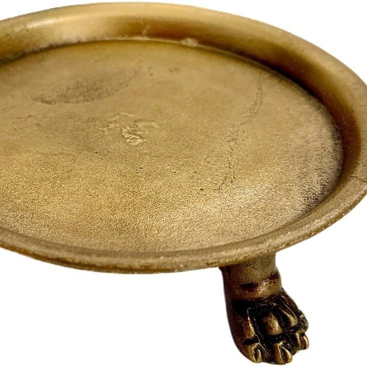 Hapton House 100% Solid Brass Clawfoot Candle Dish - Pedestal Dish - Candle Holder - Jewelry Holder - Perfect for Wax Candles, Rings, and Trinkets