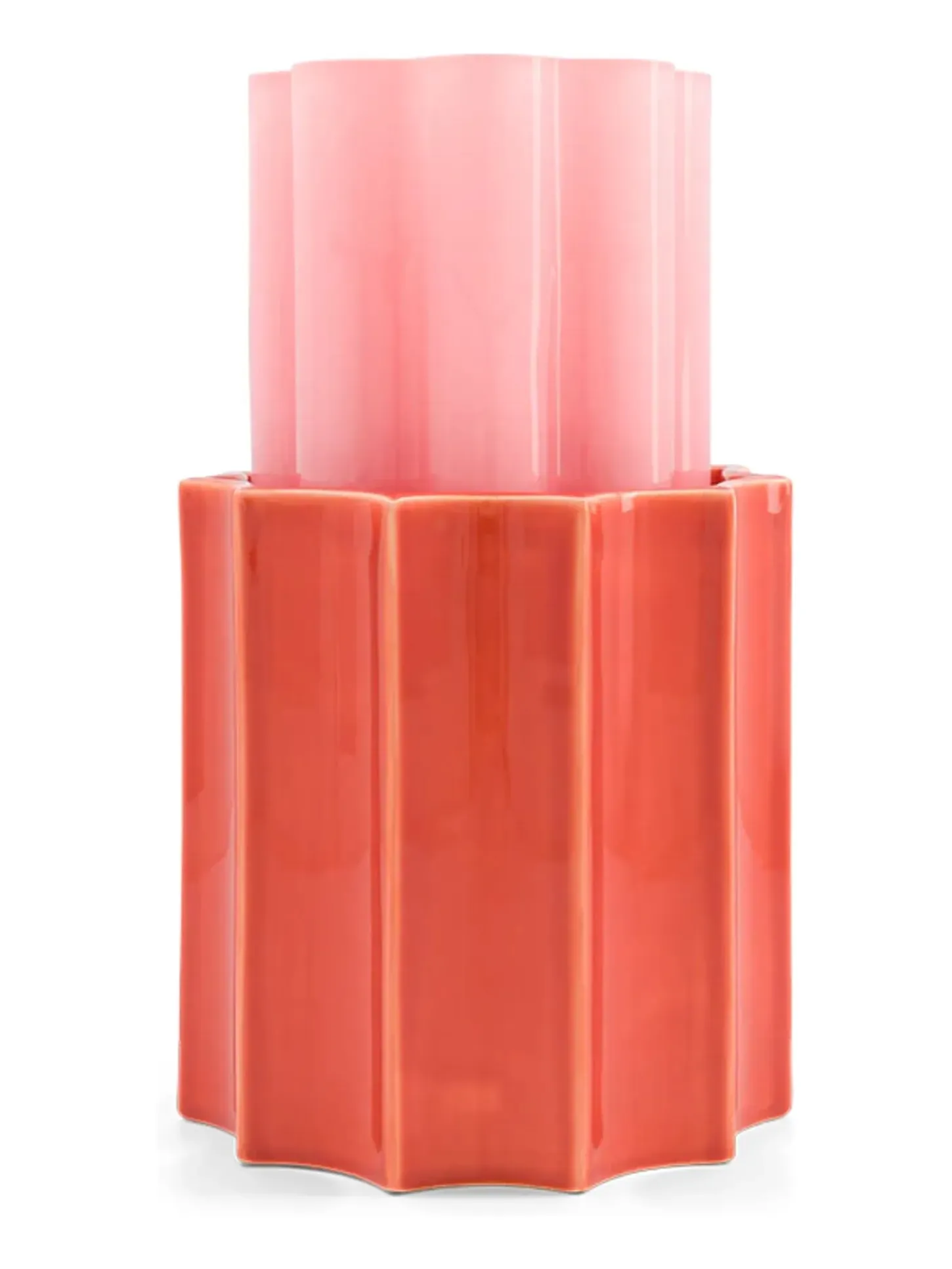 Duetto Vase in Glass and Ceramic | Candy Pink