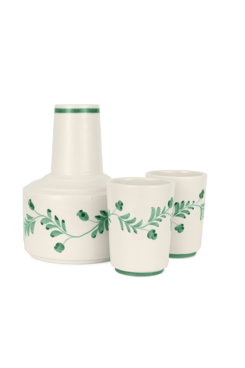 Iris Ceramic Carafe & Pair of Tumblers