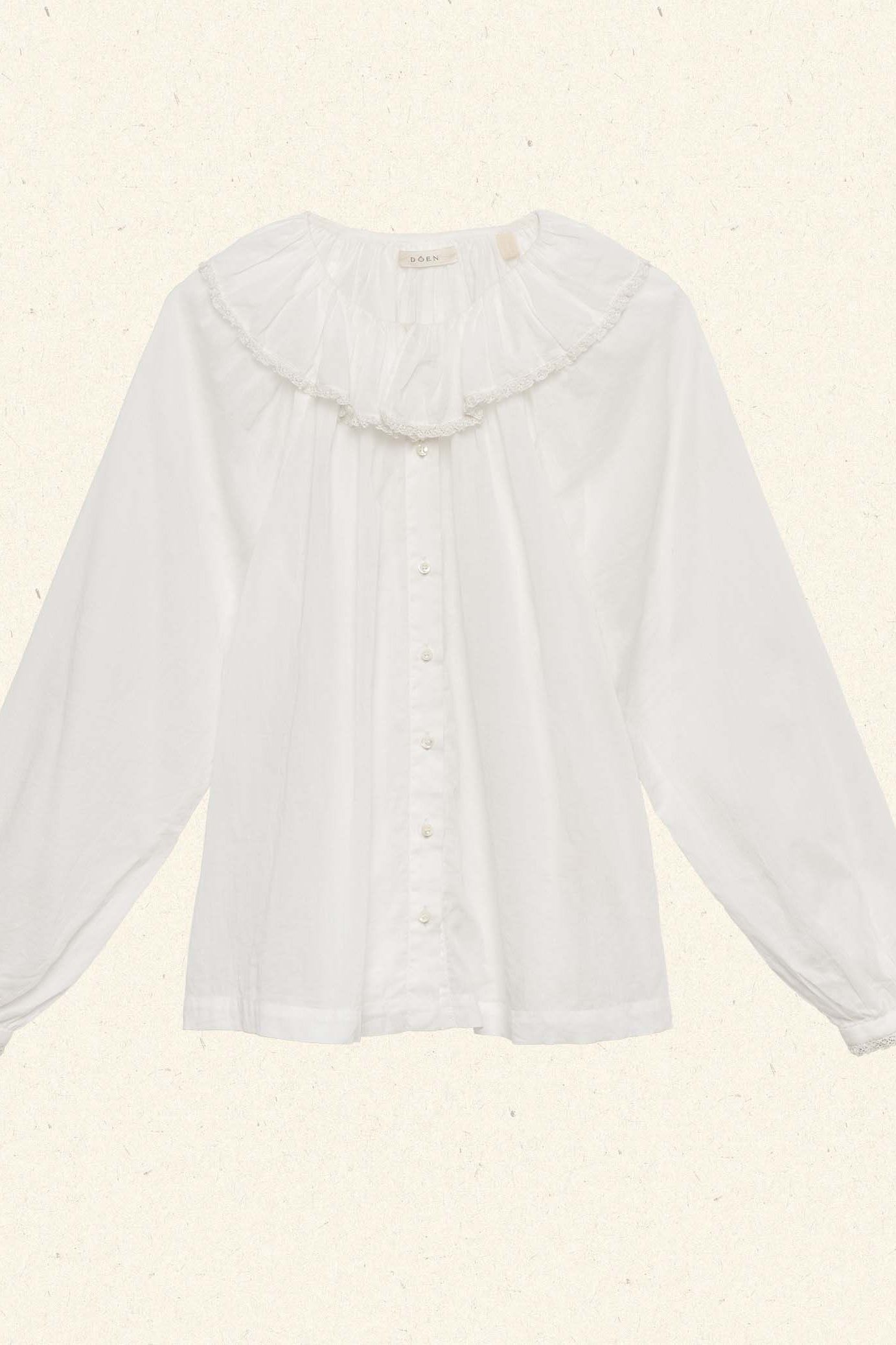doen white frill collar jean top