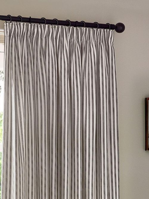 Hebden Striped Cotton Pencil Pleat Curtains