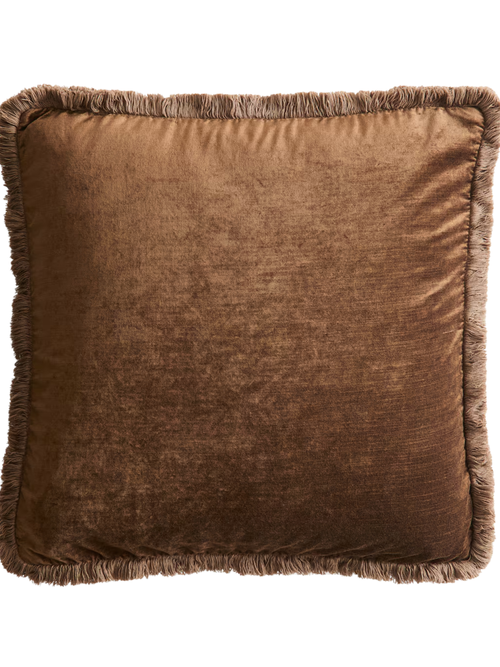 Velvet Cushion Cover With Fringe