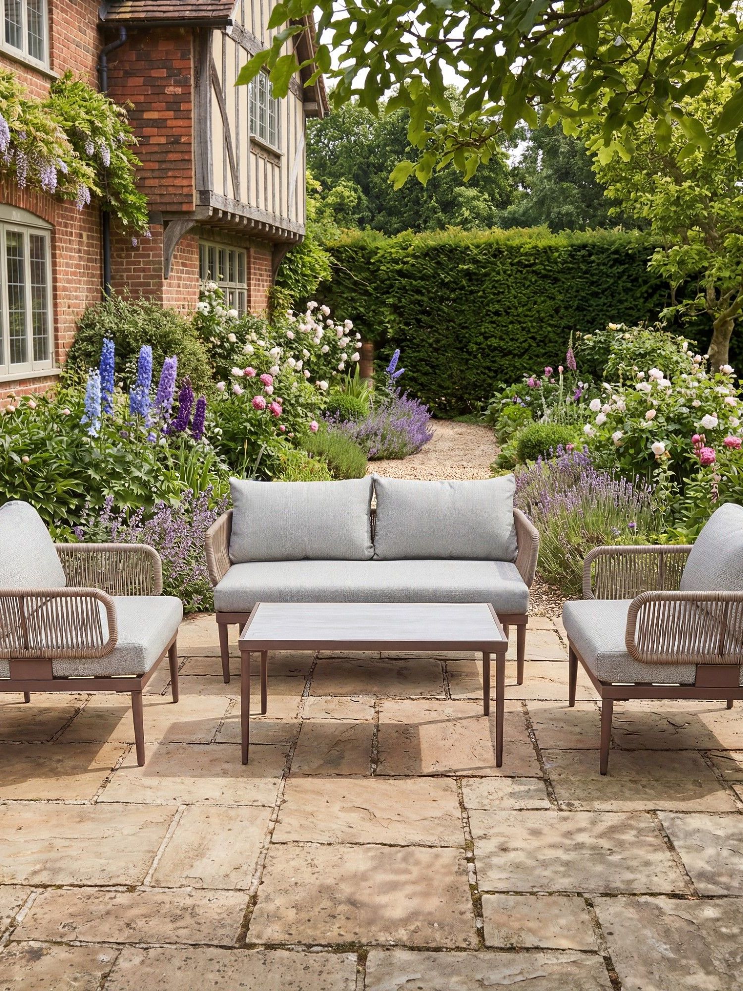Soveria Outdoor Conversation Set - 2 Seat Sofa, 2 X Chairs + Table
