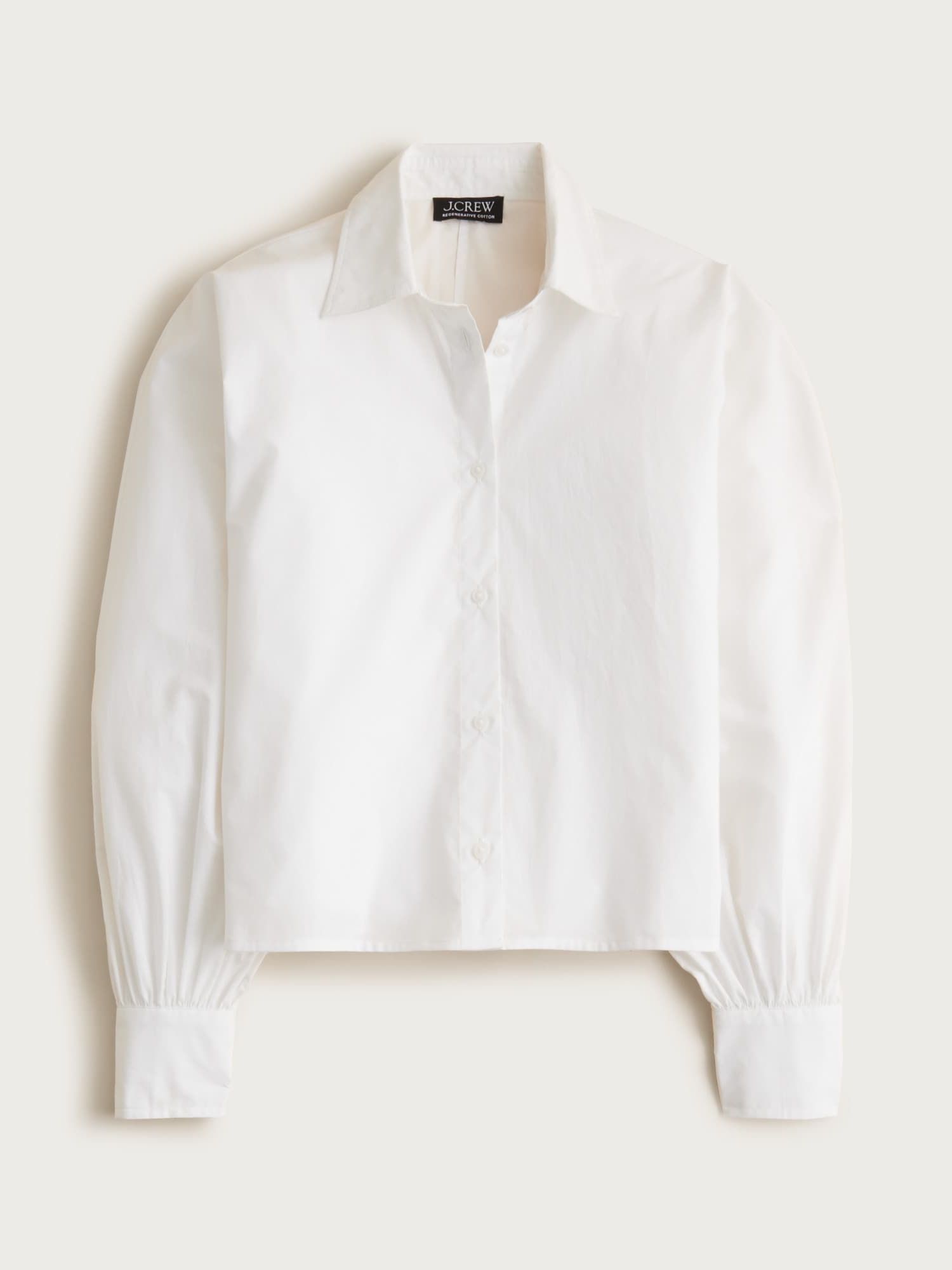 Dolman-Sleeve Button Down Shirt in Cotton Poplin
