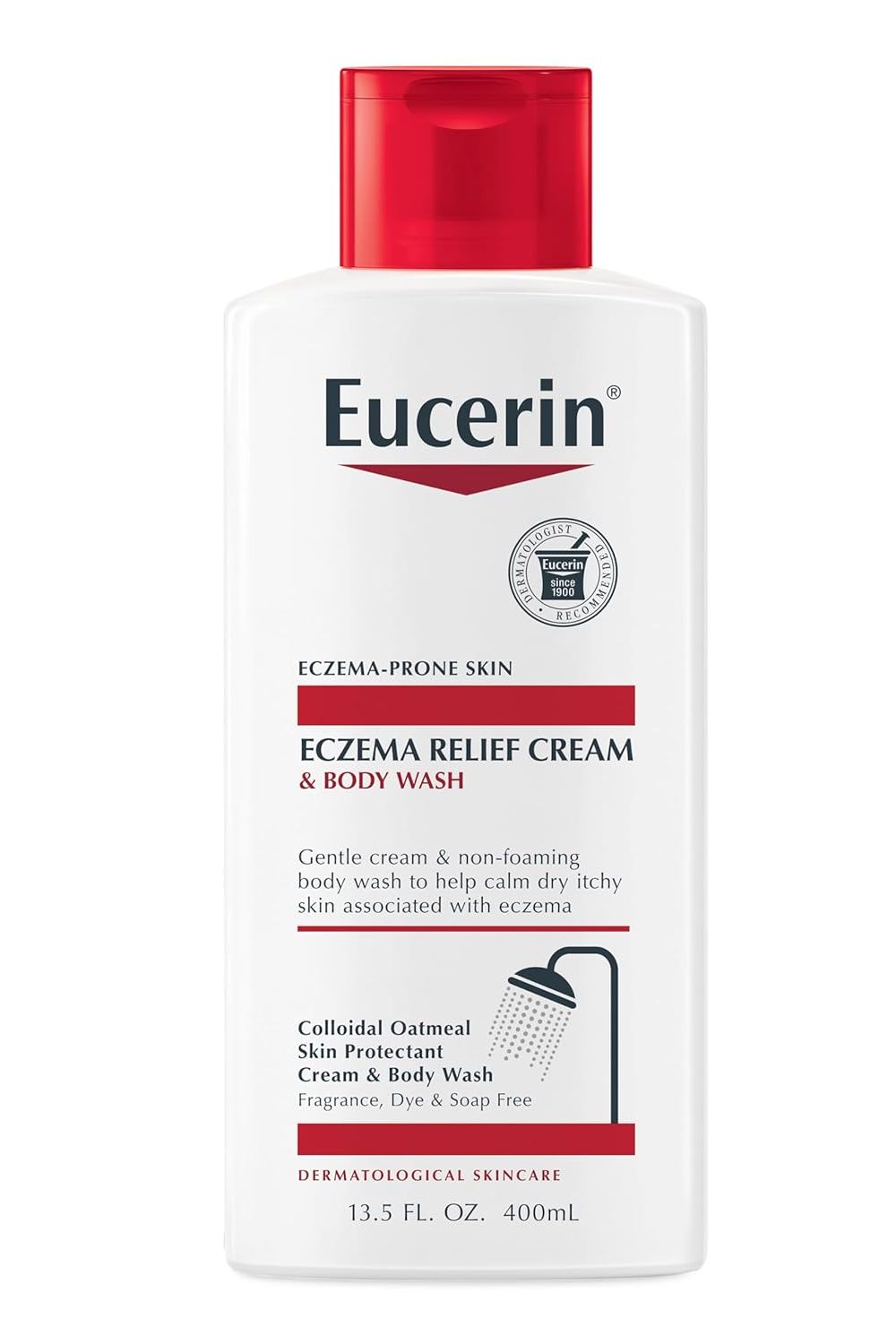 Eucerin Eczema Relief Cream Body Wash, Eczema Body Wash With Colloidal Oatmeal, Ceramide-3 and Licorice Root Extract, 13.5 Fl Oz Bottle