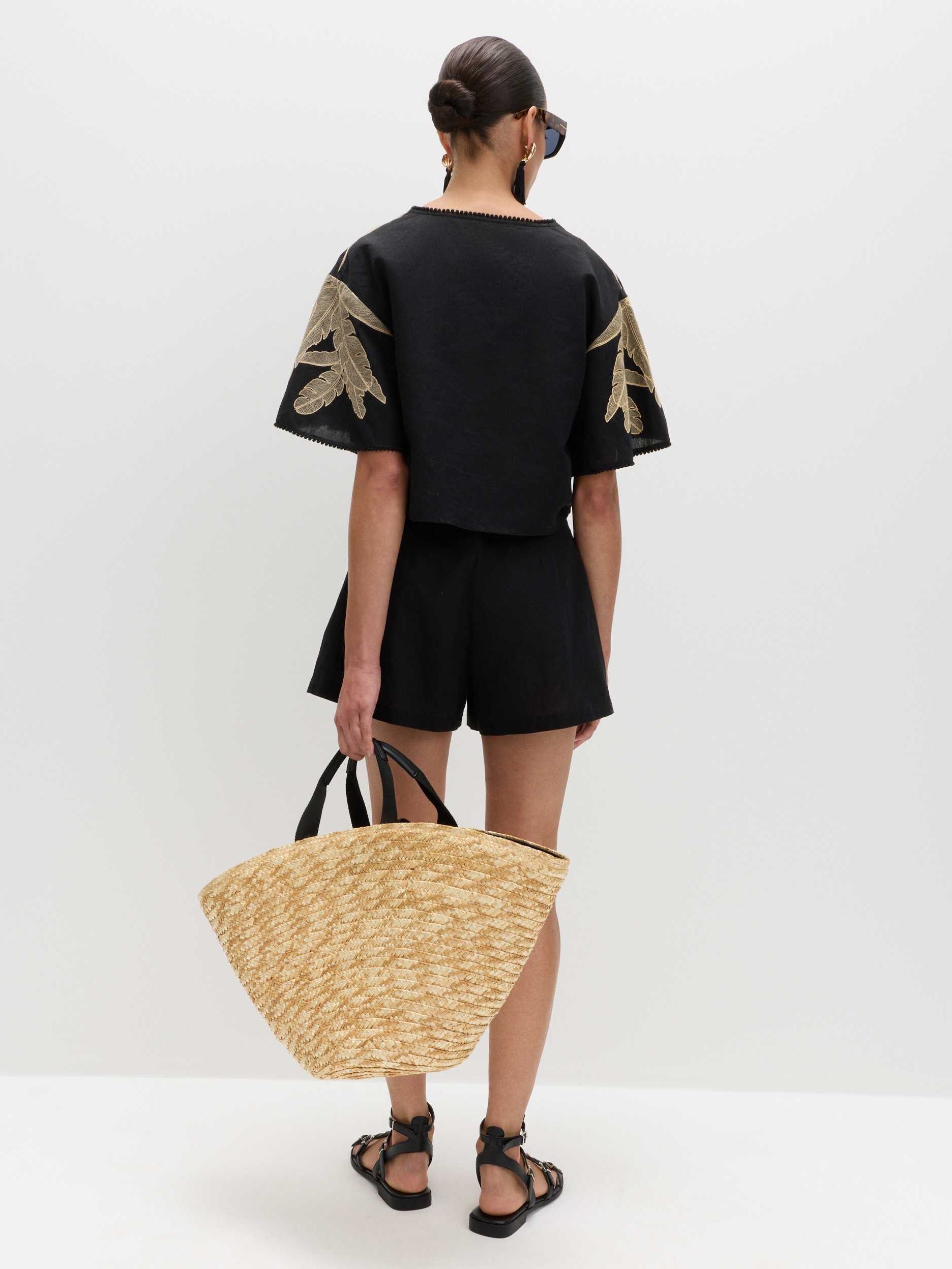 Straw Drawstring Bucket Bag