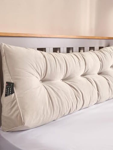 Ohs Wedge Pillow for Bed Adult, Headboard Pillow Triangular Backrest Reading Pillows Soft Cosy Bolster Upright Pillows for Sleeping Sofa Bed Positioning Back Lumbar Support Cushion, Natural