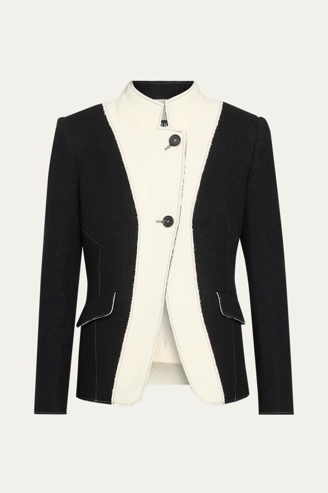 Colorblock Boiled Wool Single-Breasted Jacket