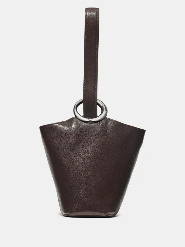Halo Glazed Leather Mini Bucket Bag
