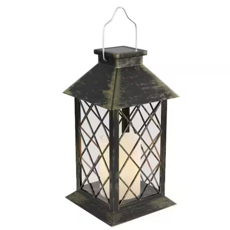 Solar Lantern with LED Pillar Candle