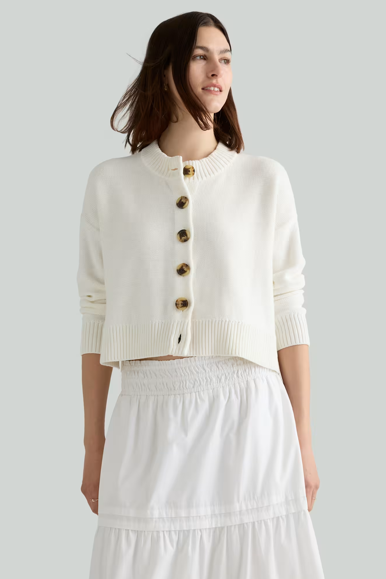 Quince, 100% Organic Cotton Cropped Cardigan